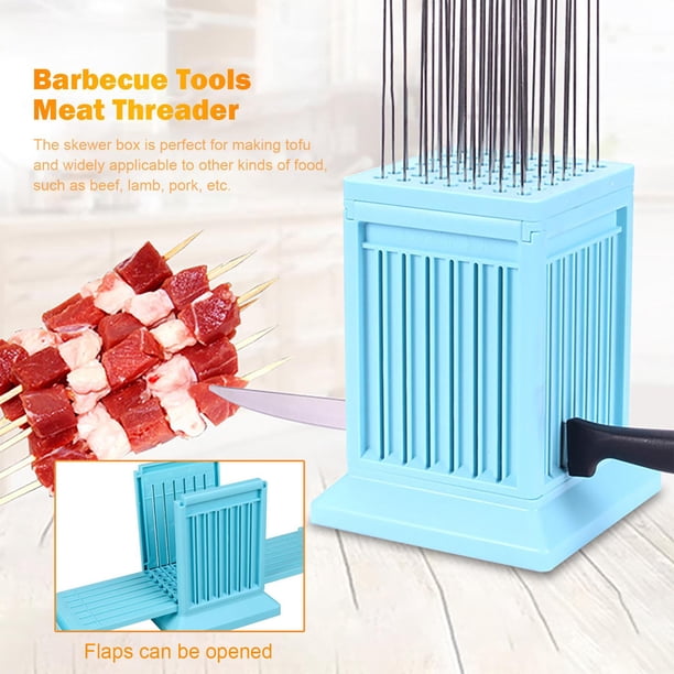 49 agujeros Barbacue Stringer Box Portable Kebab Maker Box Retachable Meoder Maker Box Multifunción para acampar Barbacoa