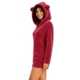 thumbnail image 5 of BRGZLK Women Fleece Onesie Pajama Winter Solid Color Long Sleeve Fleece Fuzzy Cute Bear Hooded Jumpsuit Shorts Warm Soft Cozy One Piece Sleepwear Red XXXXL, 5 of 9