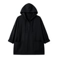 thumbnail image 5 of Women's Loose Fit Hooded Long Sleeve Half Zip Pullover Sweatshirt With Pocket | CSEONE,Black S, 5 of 9