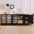 thumbnail image 4 of Spaco Sideboard Cabinet with 3 Mirror Doors and Storage, Modern Buffet Cabinet, Accent Storage Cabinet for Indoor as Living Room, Entryway, Black, 4 of 7