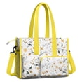 thumbnail image 2 of Teacher Tote Bag,Pioneer Flower Floral Print Pattern Teacher Utility Tote Bag,Large Work Tote Bags for Women with Multiple Pockets,Top Zipper Closure,13.8x10.6x6.7 Inch, 2 of 5