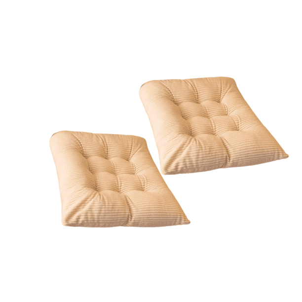 Xiao Hua Cojín de Asiento de Pana Beige -2 Piezas, Cojín de Asiento Cómodo de 15.75 X 15.75 Pulgadas con Lazo, Adecuado para Restaurante Cocina, Decoración Del Hogar Estilo Casa de Campo rural