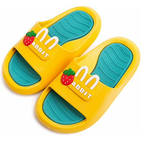 

Rush Little Kids Summer Sandals Non-Slip Boy Girl Slide Lightweight Beach Water Shoes Shower Pool Slippers----Dark Yellow（26-27） S259