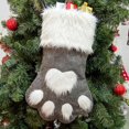thumbnail image 5 of Large Pet Paw Pattern Plush Hanging Christmas Stockings, 2 Pack, Red, Grey, 5 of 5