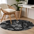 thumbnail image 5 of Black Coastal Round Living Room Rugs 4 ft, Starfish Shell Coral Seahorse Washable Area Rug with Non-Slip Sturdy Edge Binding Round Carpet for Entryway Kitchen Bedroom Bathroom, 5 of 9