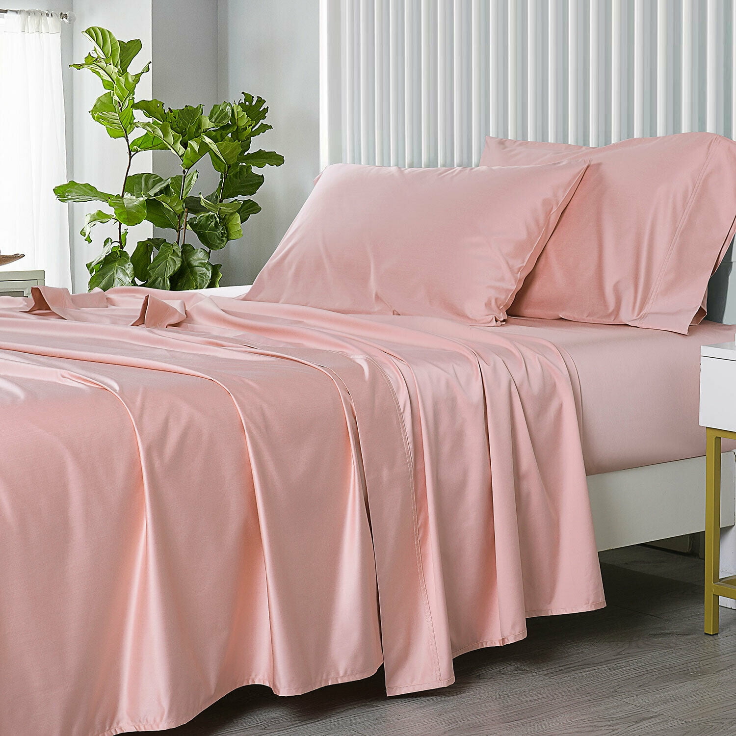 Bamboo Sheets CoolPlus 450 TC Soft Bamboo Bed Sheet Sets King Blush