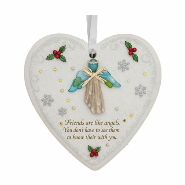 Christmas Tree Ornaments Friendship Heart Sea Glass Gift Tag Christmas Tree Decor