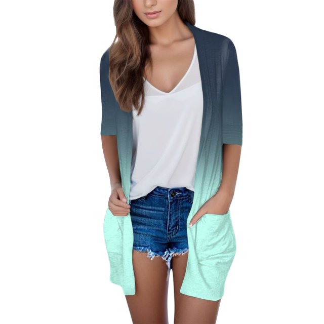 Cardigan à Manches Longues pour Femmes Automne Cardigan Ouvert avec Poches Cardigan Léger Décontracté