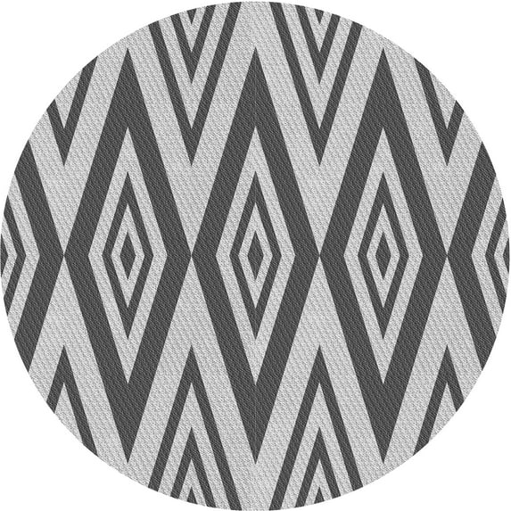 Ahgly Company Machine Washable Indoor Round Transitional Platinum Silver Gray Area Rugs, 8' Round
