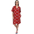 thumbnail image 3 of Bimba Chemise de Nuit à Manches Courtes pour Femmes, Ouverture Frontale, Rouge - 26, 3 of 9