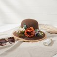 thumbnail image 4 of Jiibva Summer Straw Hat for Women Large Brim Color Matching Sun Hat with Flower Decoration Travel Foldable Bucket Hat for Outdoor, 4 of 7