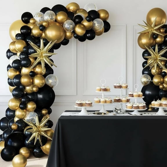 Balloon Garland Set, Black and Gold, Graduation by Way To Celebrate