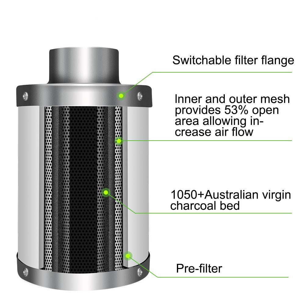 4 Air Carbon Filter Odor Control with Australia Virgin Charcoal Pre Filter an... 