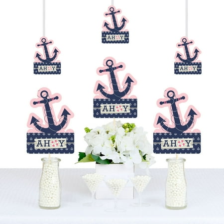 Ahoy - Nautical Girl - Anchor Shaped Decorations DIY Baby Shower or Birthday Party Essentials - Set of 20 - Walmart.com