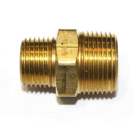 12 Inch Brass Nipple - FA819 1/2 Inch x 3/4 Inch NPT Male Brass Hex Nipple Reducer, Threads: 1/2 inch x 3/4 inch NPT Male - Machined (Provides seal tight threads) By Interstate Pneumatics