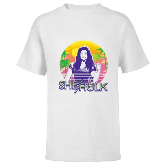 Marvel Studios She Hulk Jen Walters Sunset - Short Sleeve T-Shirt for Kids - Customized-White