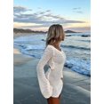 thumbnail image 2 of Womens Solid Color Crochet Lace Backless Long Sleeve Cover Up Sweater Beach Dress Summer Holiday L, 2 of 9