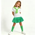 thumbnail image 7 of BRGZLK Back to School Outfits for Girls Summer Cute Solid Color Crewneck Short Sleeve T-Shirt and Paperbag Skirt & Plain Shawl & Socks Comfortable Breathable 4 Piece Sets Green 5-6 Years, 7 of 7