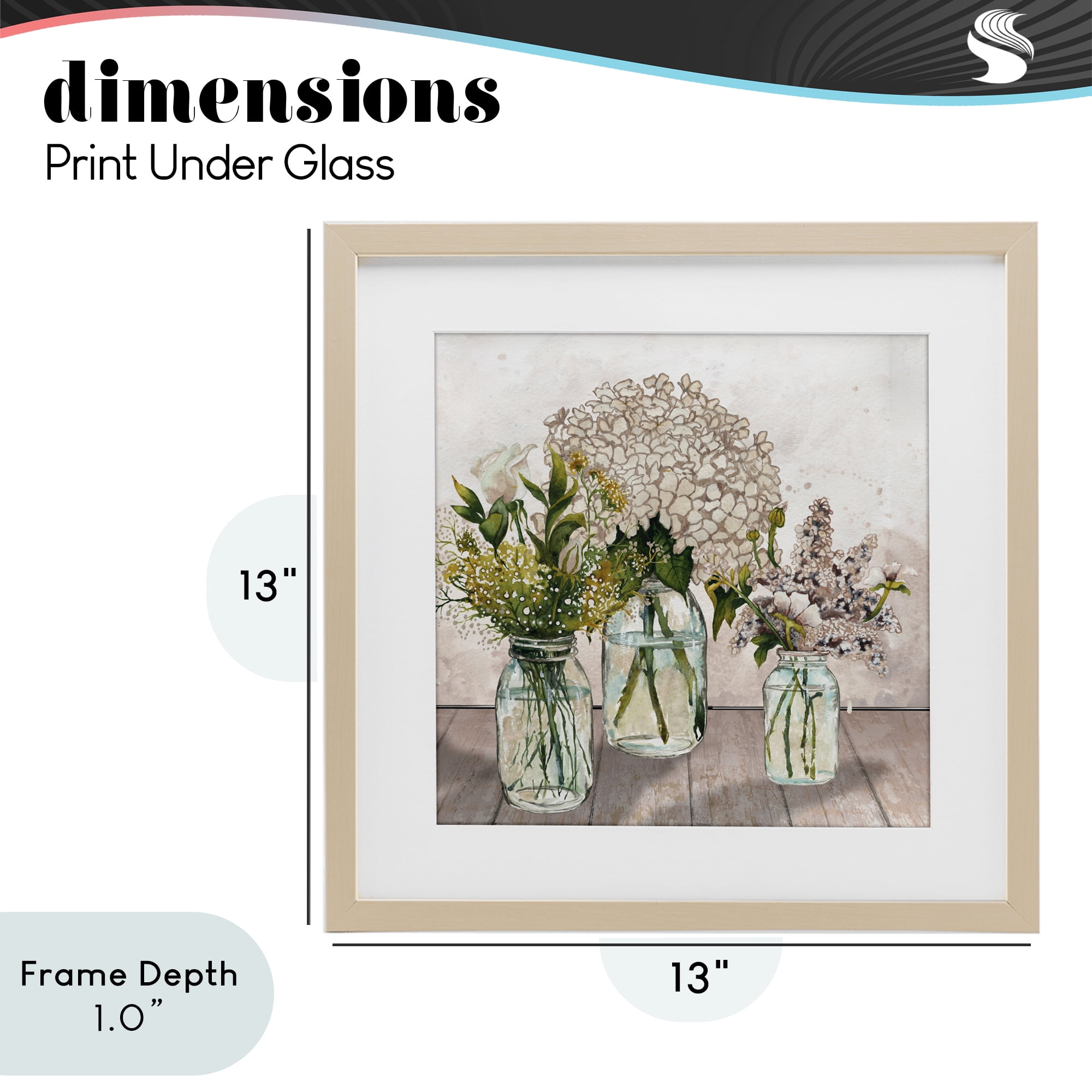 Stupell Industries Jars Of Wildflowers Birch Framed Print Under Glass, design by Elizabeth Medley