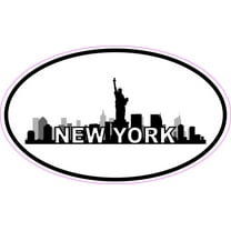 5in x 3in Oval New York Skyline Sticker Luggage Decal Car Travel Stickers