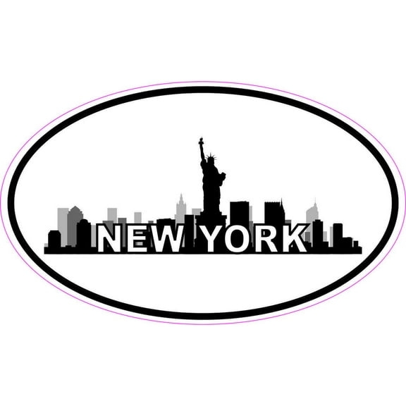 5in x 3in Oval New York Skyline Sticker Luggage Decal Car Travel Stickers