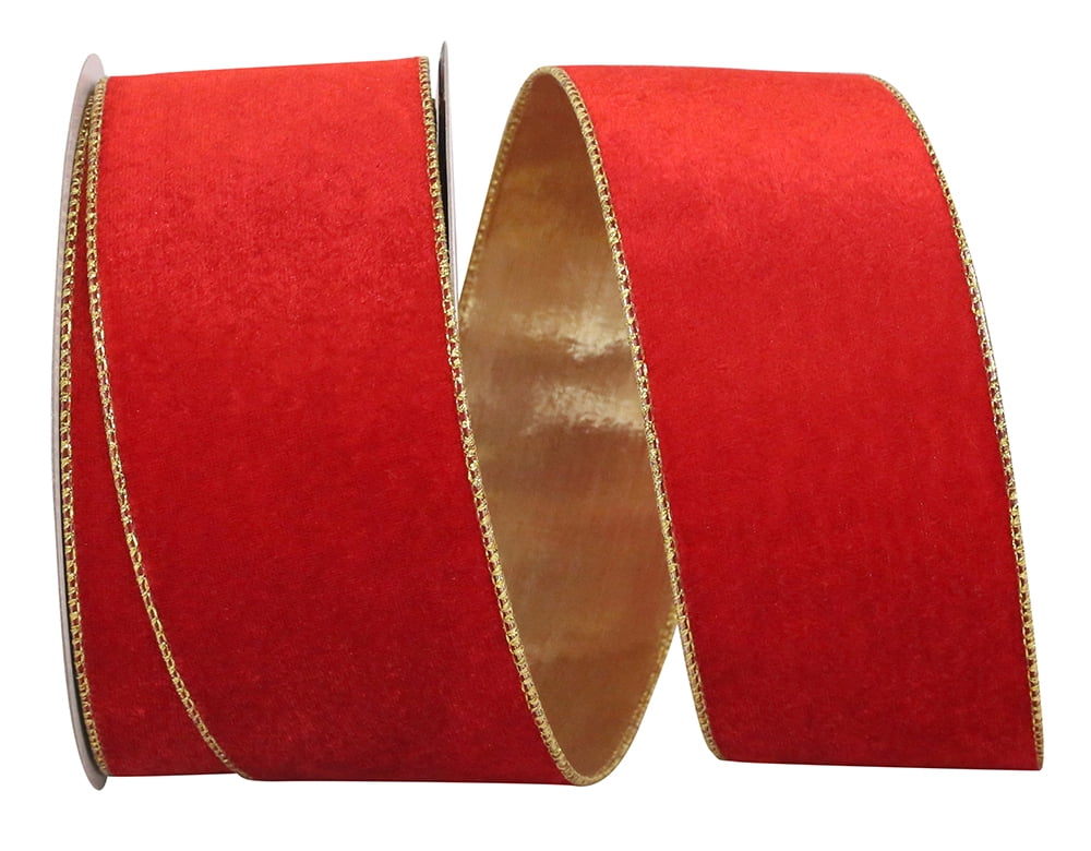 The Ribbon Roll T93465W06540F, Plush Velvet Gold Lame Backed Wired