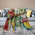 thumbnail image 2 of Chilfamy  Palm Leaves Throw Blanket Parrots Plush Blanket for Kids Boys Girls Tropical Exotic Birds Blanket Hibiscus Flowers Fuzzy Blanket for Sofa Bed Couch, Colorful Room Decor Baby White, 2 of 6