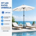 thumbnail image 2 of NAPWANT 9ft Outdoor Patio Umbrella with Solar LED Lights, Tilt and Crank Handle, for Deck, Yard, Pool and Garden,White, 2 of 8