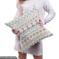 thumbnail image 4 of Ambesonne Geometric Fabric by the Yard Upholstery, Aztec Motifs Squares, 3 Yards, Mint Dark Blue Peach, 4 of 4
