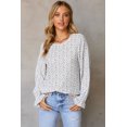 thumbnail image 5 of Women's Black Floral Printed Crinkled Ruffled Bubble Sleeve Blouse, 5 of 5
