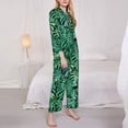 thumbnail image 4 of Junzan Monstera Leaves Print Womens Pajama Sets,Long Sleeve Button Down For Women Pjs 2 Piece, 4 of 9