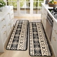 thumbnail image 4 of Kitchen Rugs Sets Of 2,Brown Geometric Triangle Square Pattern Anti Fatigue Kitchen Mat Rugs Non Slip Washable,Decorative Kitchen Floor Mats for Kitchen,Sink,Laundry,17"x47"+17"x47", 4 of 5