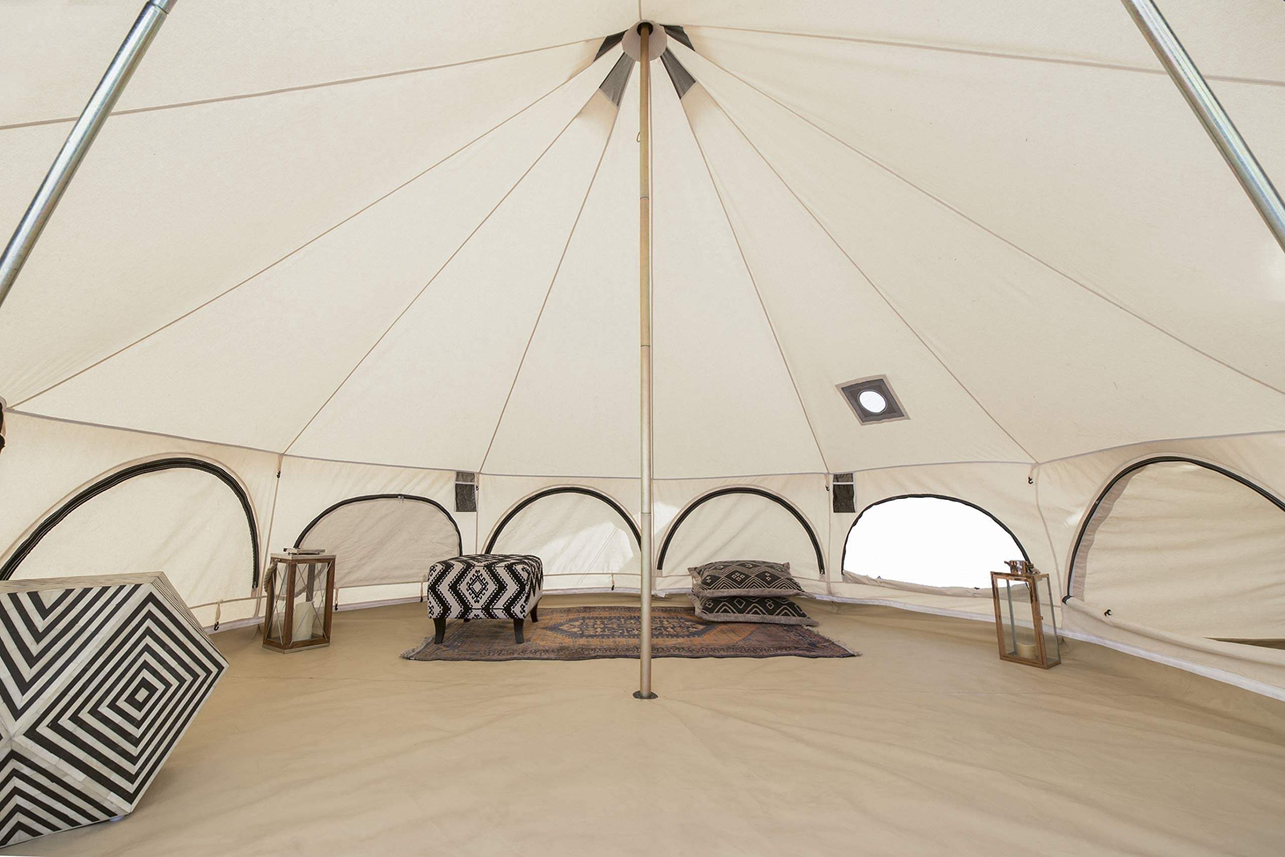 WHITEDUCK Avalon Canvas Bell Tent - Luxury All Season Tent for Camping & Glamping Made from Premium & Breathable 100% Cotton Canvas w/Stove Jack, Mesh (16' (5M), Fire Water Repellent)