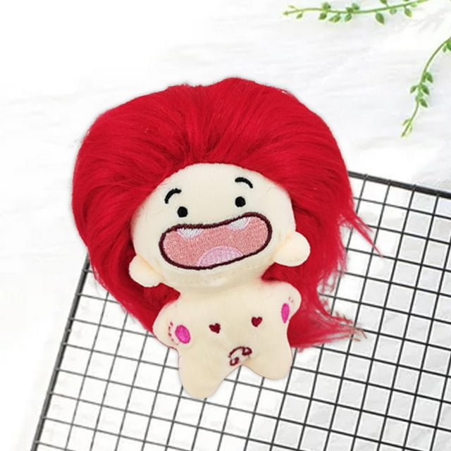 Idol Doll - Adorno de peluche de peluche, colección de llaveros suaves, muñeca decorativa, divertida muñeca de peluche para adultos, niños y niñas Rojo