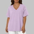 thumbnail image 7 of Amzcrzy Plus Size Tops for Women Trendy V Neck Short Sleeve Womens Tops Comfortable Loose Fit Side Split Basic Tee Shirts Versatile Casual Solid Color Summer Tops 5XL, 7 of 7