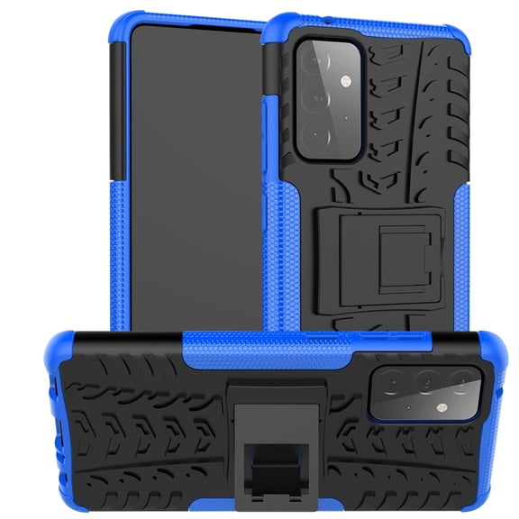 For Samsung Galaxy A72 5G / 4G Tire Texture Shockproof TPU PC Protective Case with Holder