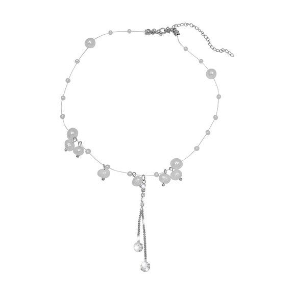 KDSJSXW Choker Necklace Clavicle Chain Simple And Versatile Necklace Light Luxury Pearl Necklace 2022 Fashion Temperament Necklace Choker Necklaces for Woman (Silver,One Size)
