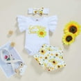 thumbnail image 2 of Morttic Newborn Baby Girls Clothes Ruffles Summer Romper Floral Sunflower Bottoms Shorts 3pcs Outfits(Sunflower,3-6m), 2 of 7