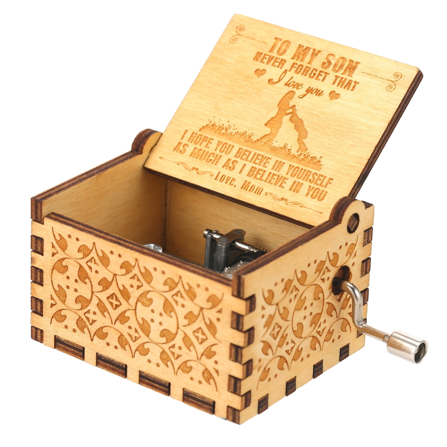 "Game of Thrones" Carved Wooden Handmade Hand Crank Music Box Birthday Gift USA 