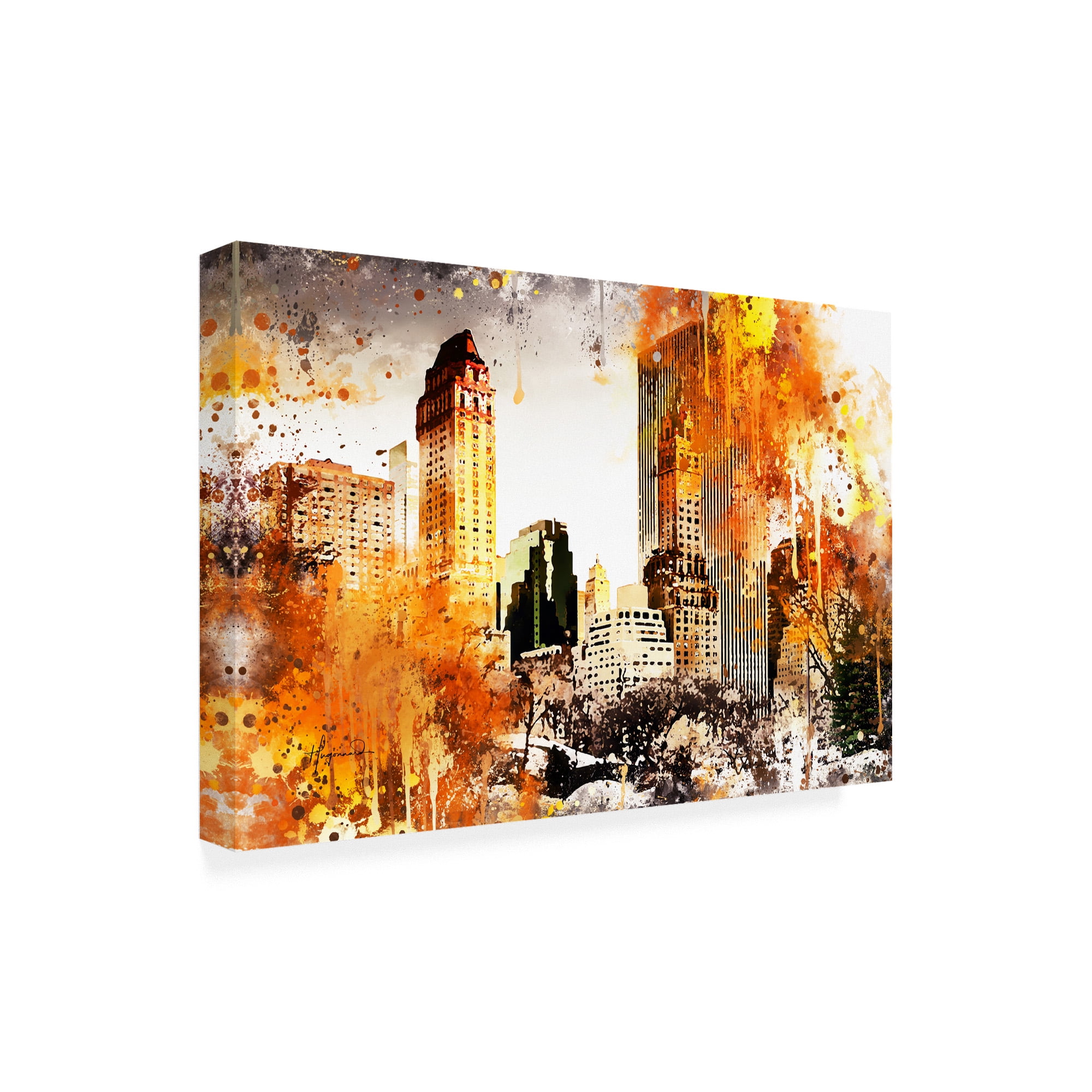 Trademark Fine Art 'NYC Watercolor Collection - Golden Central Park' Canvas Art by Philippe Hugonnard
