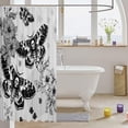 thumbnail image 2 of Death Moth Bath Curtain Floral Print Shower Curtain For Kids Children Teens Gothic Skull Cloth Fabric Bathroom Decor Skeleton Bones Shower Curtain with Hooks Retro Vintage Bedroom Decor 72x84 Inch, 2 of 6