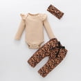 thumbnail image 2 of TOWED22 Newborn Baby Girl Fall Winter Clothes 3-Piece Outfits Set Long Sleeve Round Neck Bodysuit Romper Ribbed Pants Headband Set(Beige,3-6 M), 2 of 5
