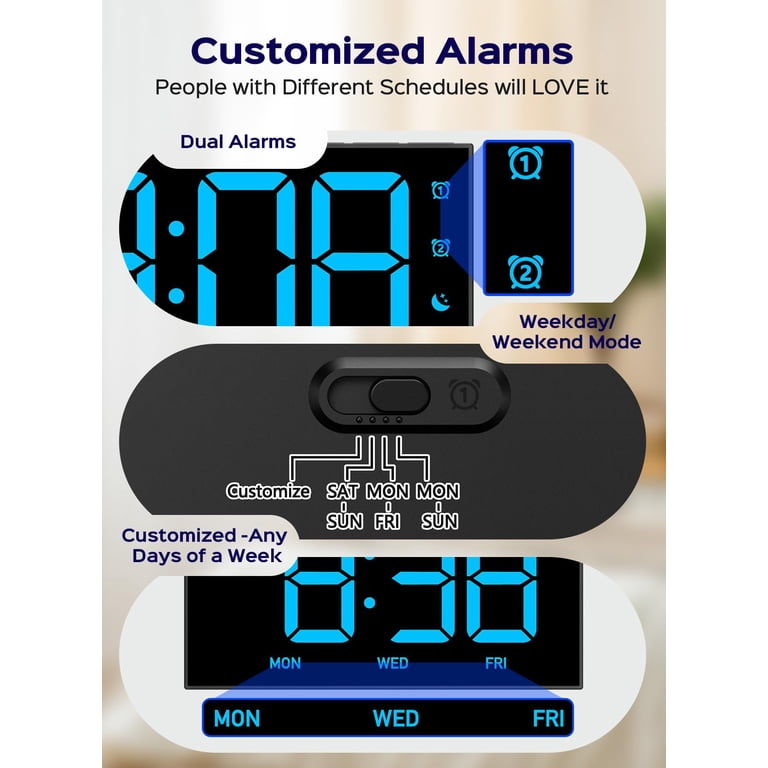 Mpow Wireless Sync Digital Alarm Clock, Blue photo 5