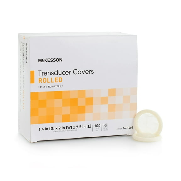 McKesson Ultrasound Transducer Covers, Rolled - Latex, 2 in x 7 1/2 in, 100 Count, 1 Pack