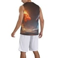 thumbnail image 2 of Xecao Red And Blue Fire Dragon D print basketball shirt for both men and women, a unisex basketball jersey perfect for theme parties-Small, 2 of 6