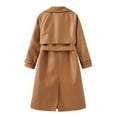 thumbnail image 5 of SWSMCLT Women's Vegan Leather Trench Coat Fall Single Breasted Outerwear Winter Slim Fit Long Coats Fashion Thick Knee Length Jackets Soft Umber 6, 5 of 5