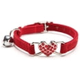 thumbnail image 1 of HSHDLDF Pink Soft Velvet Safe Cat Adjustable Collar with Crystal Heart Charm and Bells 8-11 Inches (Red), 1 of 6
