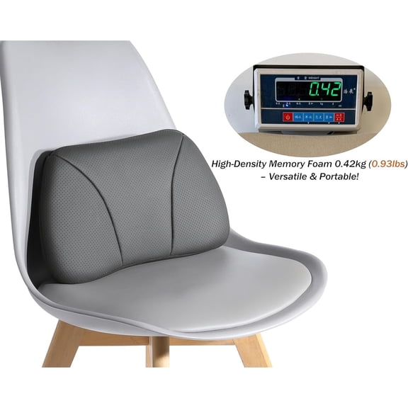 Genuine Leather Lumbar Support Pillow,Back Pain Relief Cushion,fits Tightly Around Waist,Real Cowhide,Memory Foam,fit Car Drive,Office Chair,Rest seat,Improve Posture,Portable,15.5''Lx 8.7''H