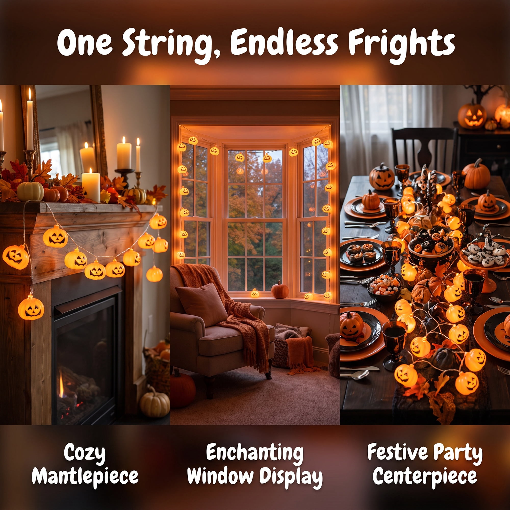 Unique Bargains Jack-O'-Lantern Fairy Twinkle Lights 9.8 ft Pumpkin Battery Operated