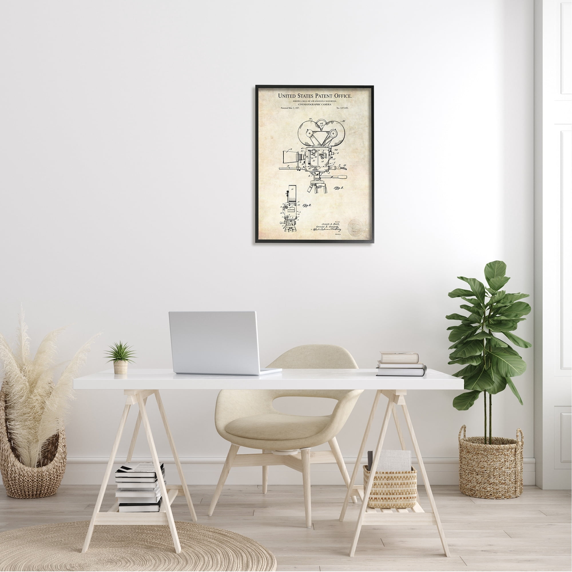 Stupell Industries Cinematographic Camera Patent Detailed Blueprint Design Framed Wall Art, 24 x 30, Design by Karl Hronek